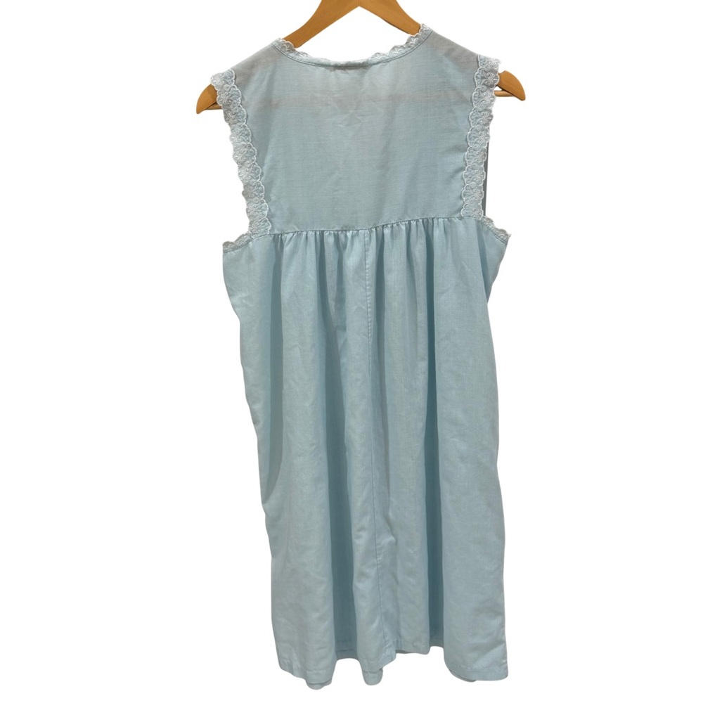 Vintage Barbizon Blue Lace Trim Nightgown Chemise Sleeveless Empire Waist M - Picture 3 of 6